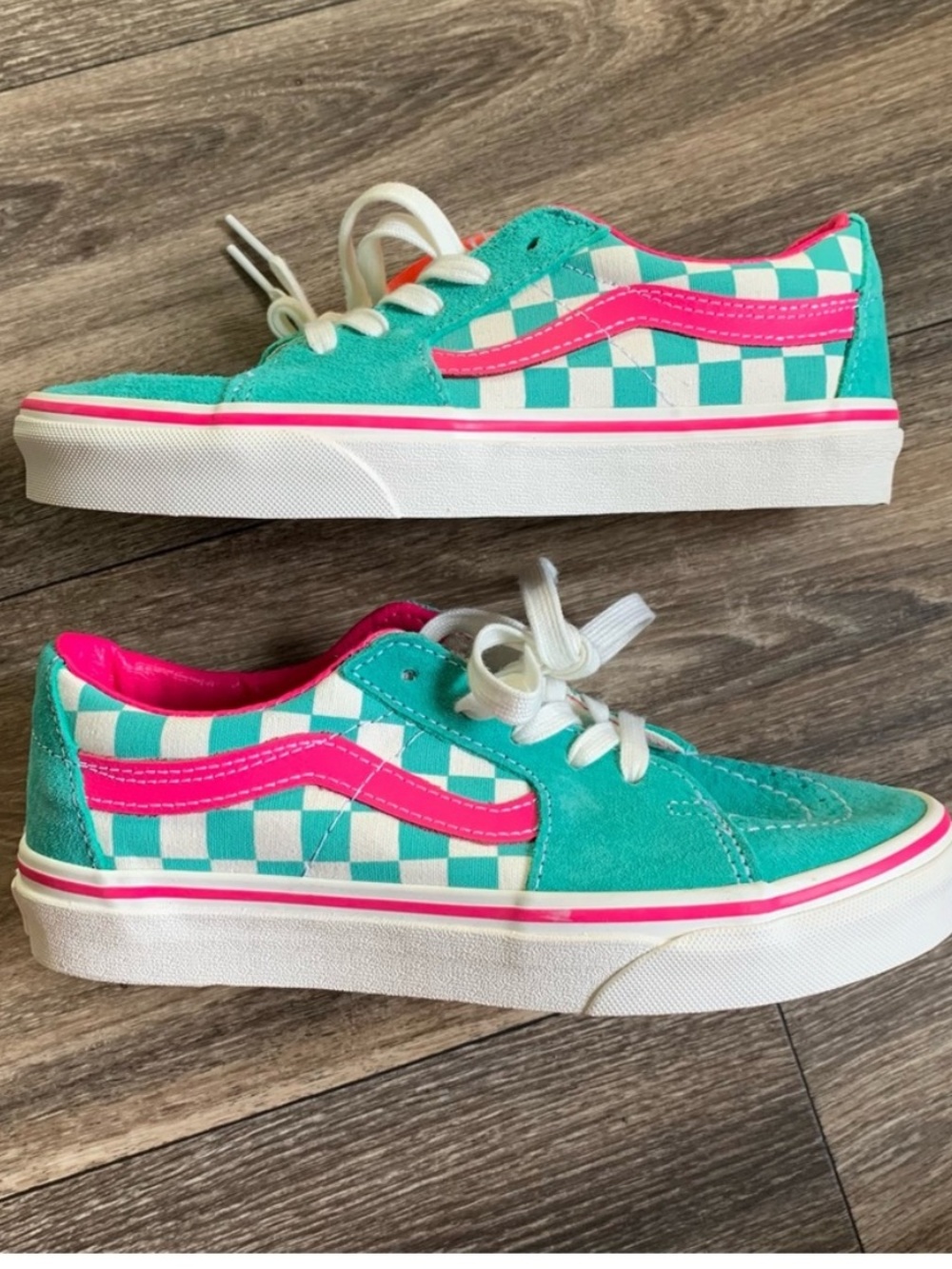 Vans sk8-low Teal and Pink Checkerboard W10 M8.5 EUR41